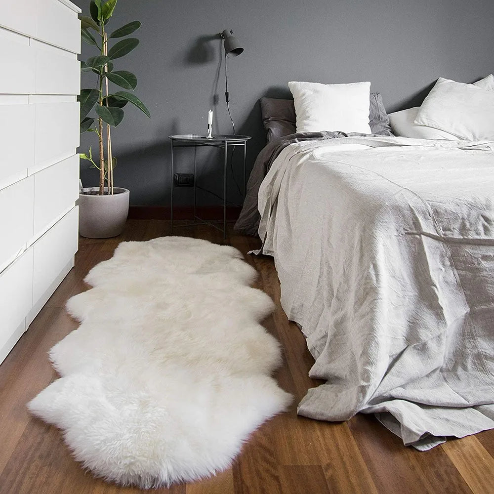 Faux Sheepskin Plush Rug - Fluffy Luxury Carpet for Bedroom & Living Room