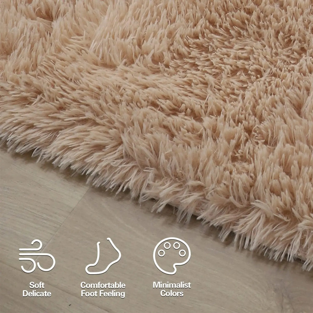 Furry Plush Area Rug - Modern Nordic Style Carpet for Living Room & Bedroom