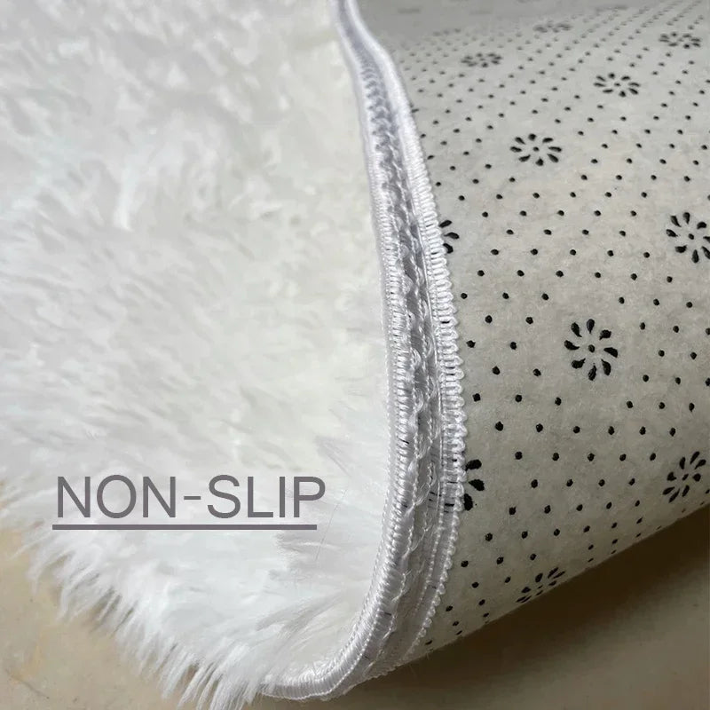 Super Soft Round Plush Rug - Fluffy Area Carpet for Living Room & Bedroom