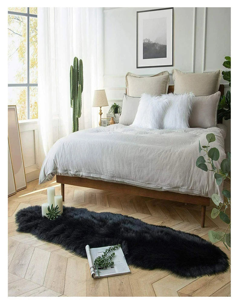 Faux Sheepskin Plush Rug - Fluffy Luxury Carpet for Bedroom & Living Room