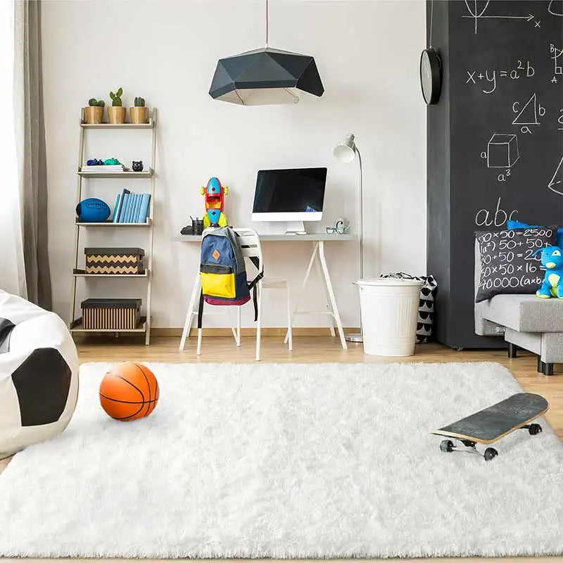 Furry Plush Area Rug - Modern Nordic Style Carpet for Living Room & Bedroom