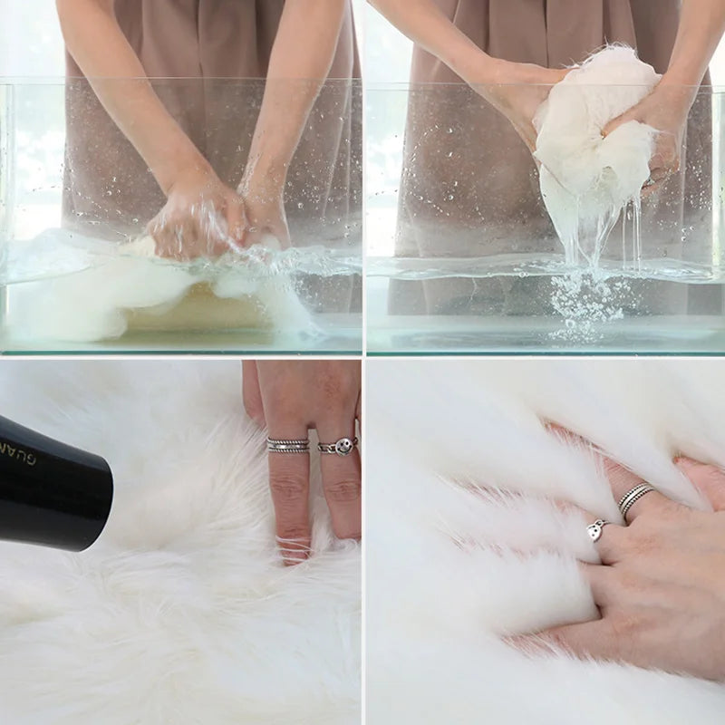Faux Sheepskin Plush Rug - Fluffy Luxury Carpet for Bedroom & Living Room
