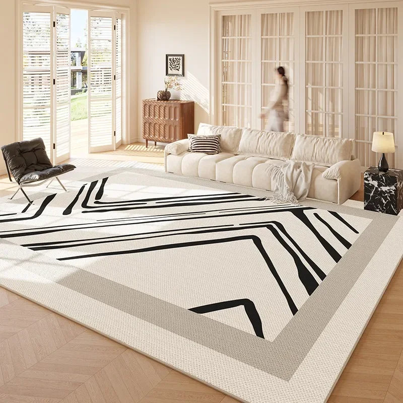 Artistic French Plush Carpet - Modern Area Rug for Living Room & Bedroom